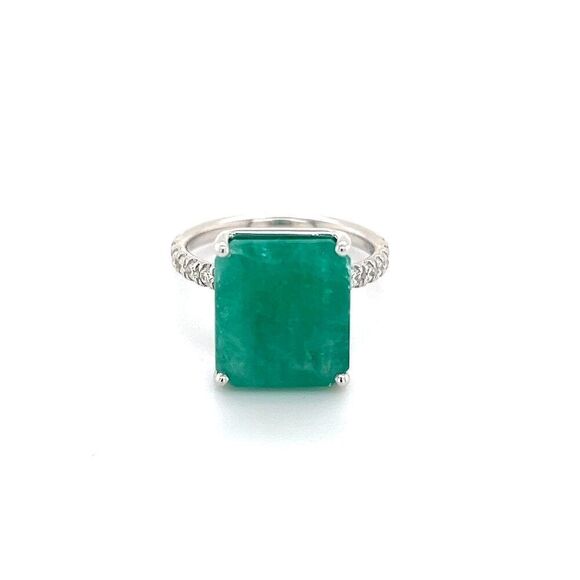 Natural Emerald Diamond Ring 6.5 14k WG 8.27 TCW Certified $4,950 310998 - Picture 3 of 10